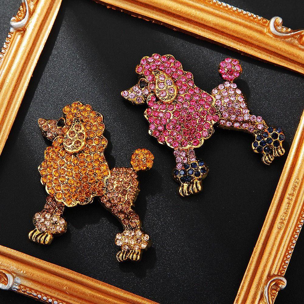 Luxury Animal Brooch Pins Sparkling Jewellery Pins Fashion Poodle Dog Brooches Wedding