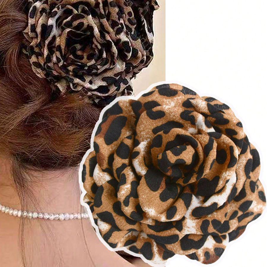 Vintage Solid Color Fabric Fashion Girl Hair Claw Hair Accessory Three-Dimensional Rose Flower Women's Hairpin Elegant Shark