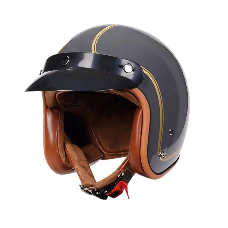 Retro Semi-Open Motorcycle Helmet 3/4 Cross-Country Riding Accessory Classic Bicycle Headgear for Men And Women A16