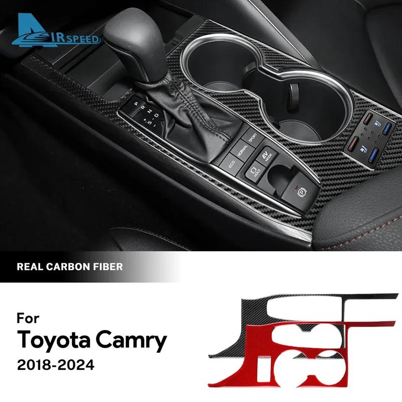 Real Soft Carbon Fiber Sticker For Toyota Camry 2018      2024 LHD Car Gear Shift Panel Interior Accessories