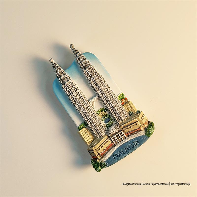3D Kuala Lumpur Petronas Twin Towers Landmark Magnet Souvenir