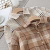 Z Woolen Plaid Shirt Women's Autumn and Winter New Retro Hong Kong Style Top Loose and Versatile Outer Wear Thickened Lining