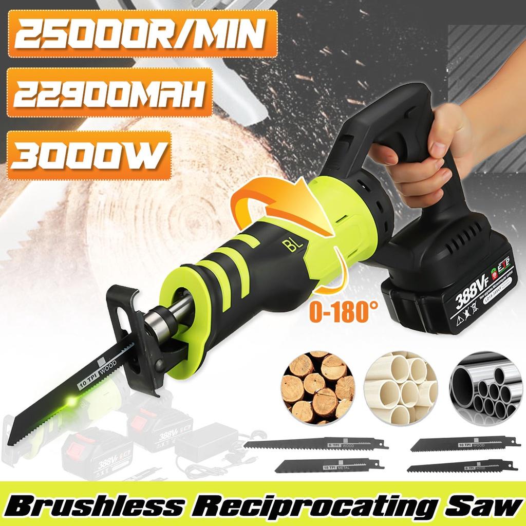 3000W 388VF Brushless Electric Reciprocating Saw Adjustable Three Orientations Modes Portable Cordless Power Tools