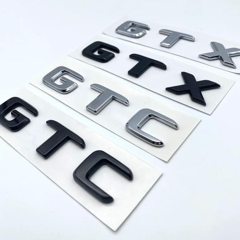 FD06-3D Flat Letters ABS Emblem GTX GTC ID4 ID6 for Volkswagen Car Tailgate Trunk Lid Nameplate Badge Logo Sticker Chrome Black