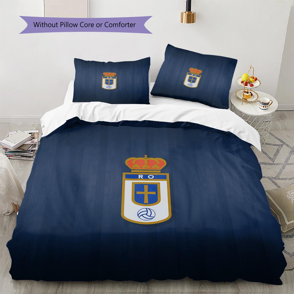 Real Oviedo Muster Bettwäsche Steppdecken-Set Heimdekoration Geschenk (1 Bettbezug + 2 Kissenbezüge (ohne Füllung))