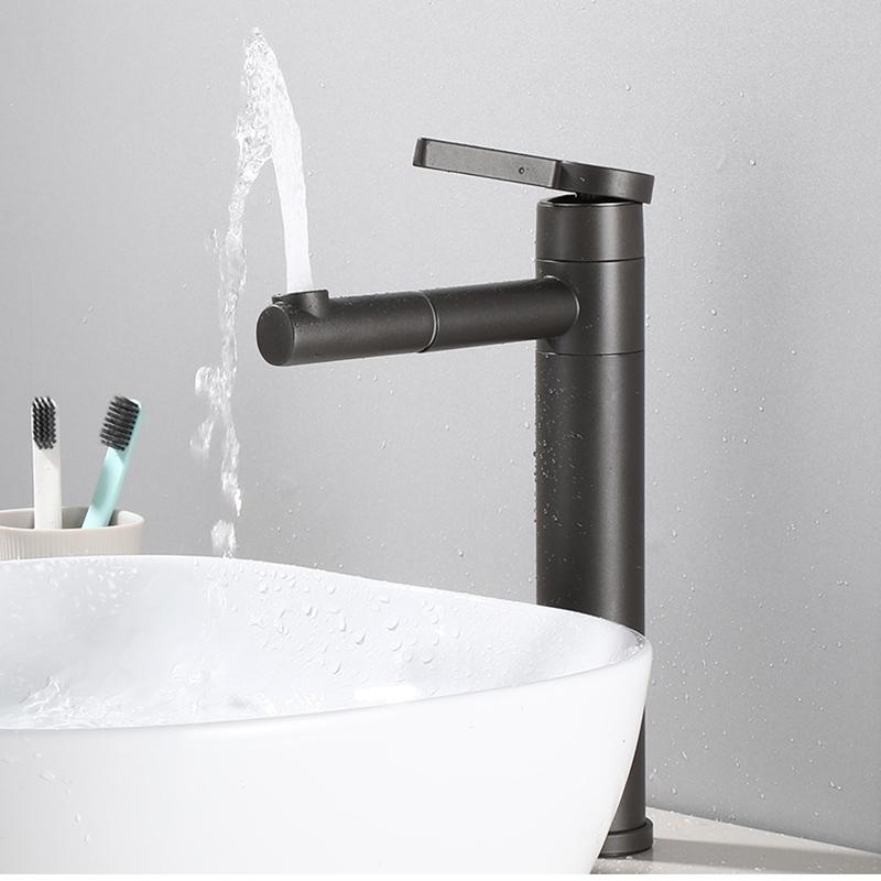 1PC Black Bathroom Basin Faucet 304 Stainless Steel  Hot Cold Mixer Tap Deck Mount Single Handle Wash Faucets