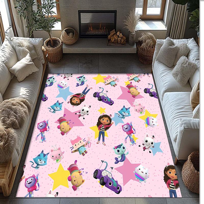 Gaby Dollhouse Printed Crystal Velvet Area Rug, Soft Anti-Slip Water Absorbent Floor Mat for Living Room Bedroom