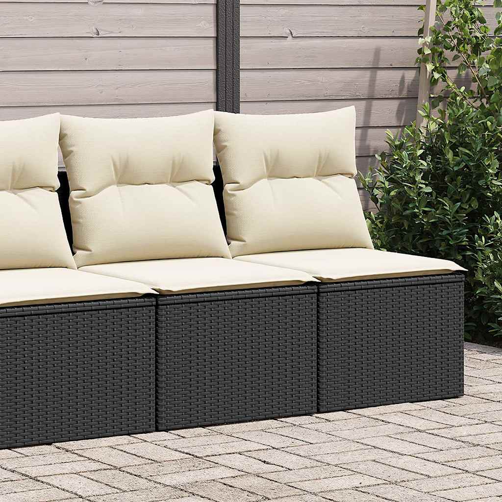 2 Piece Garden Sofa Set with Cushions Black Poly Rattan