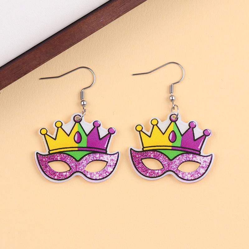 Boucles d'oreilles Masque Boucles d'oreilles Confortables en Acrylique Boucles d'oreilles Couronne Intriquées Pour Fête de Carnaval Célébration de Festival Femme