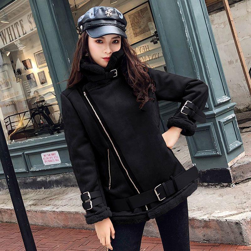 new autumn and winter fleece thickened imitation suede fur integrated short jacket women's imitation lamb wool locomotive clothing