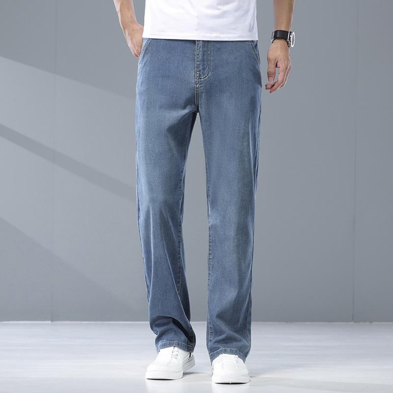 Summer Ice Silk Thin Men's Loose Straight Wide-leg Large-size Jeans