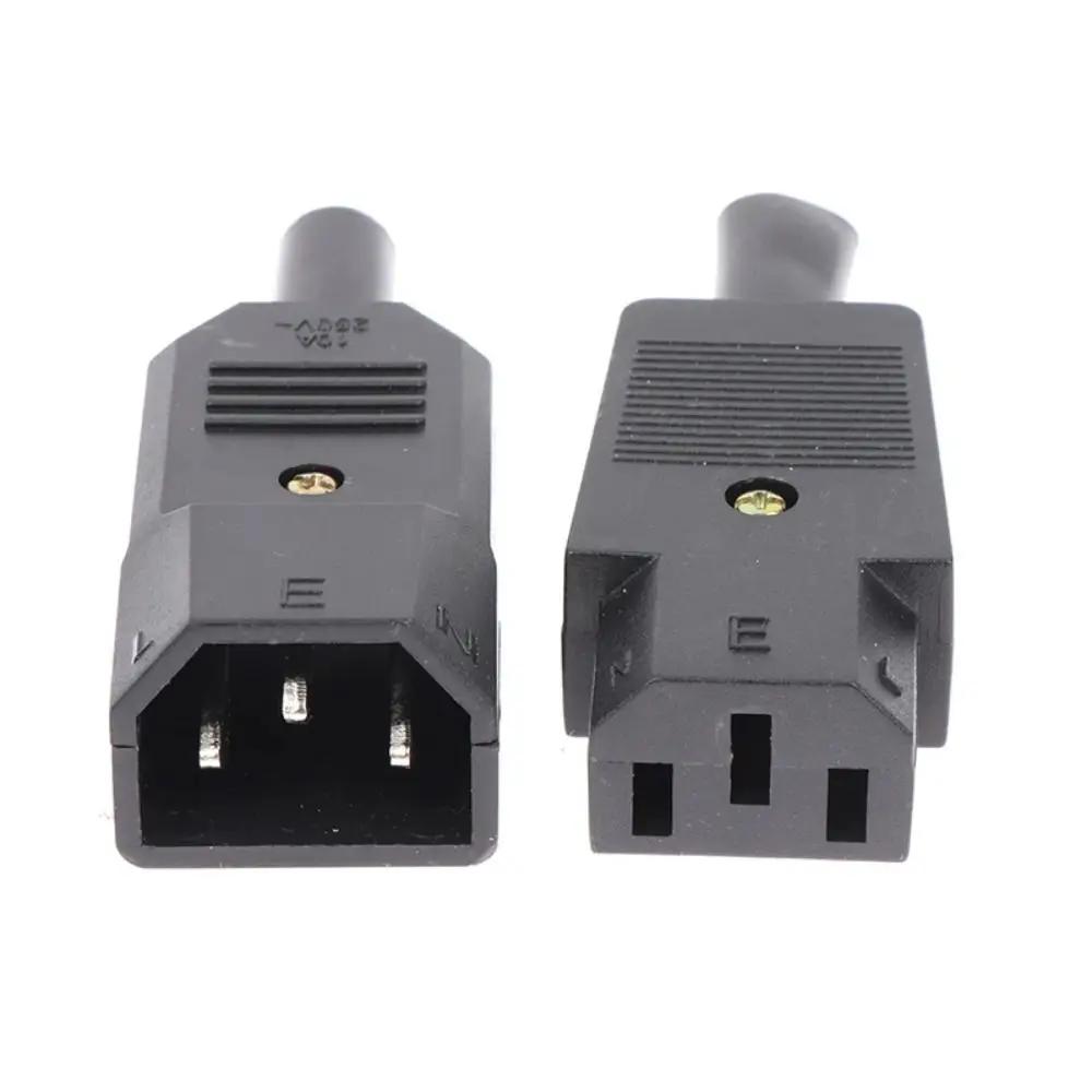 1Pcs New Male Female AC Plug Socket 3 Pin IEC 320 Straight AC Power Connector Electrical C13 C14 10A 250V Power Connector