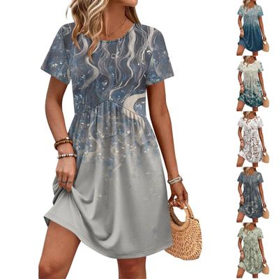 Dresses For Women Short Sleeve O Neck Casual Dresses Waist Maternity Dress With Pockets