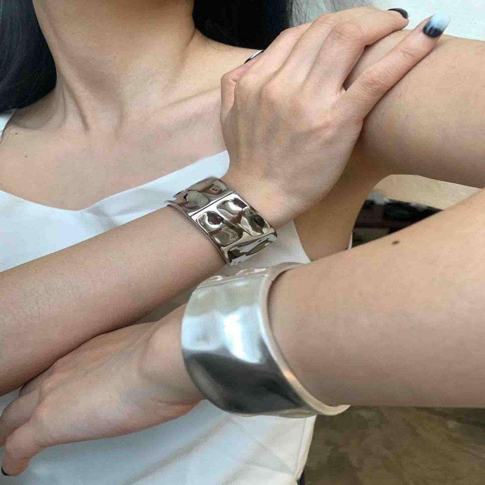 Solid Color Metal Bracelet Jewelry Accessories Irregular Wrist Cuff New Chunky Bangle Bracelet