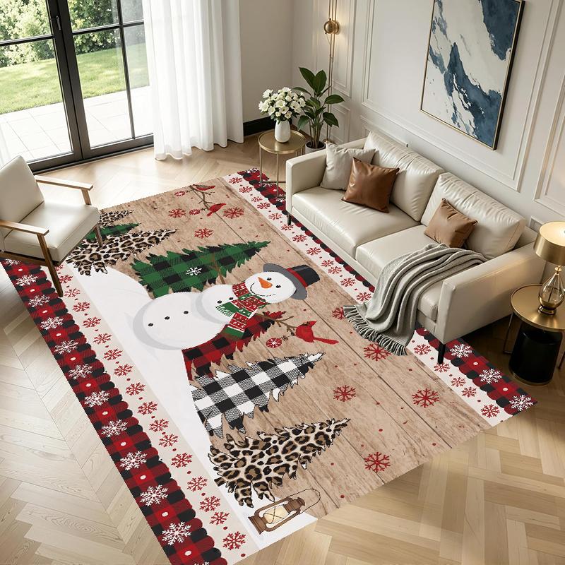 Christmas Pattern Square Area Rug Comfort Indoor Floor Carpet For Home Holiday Gift