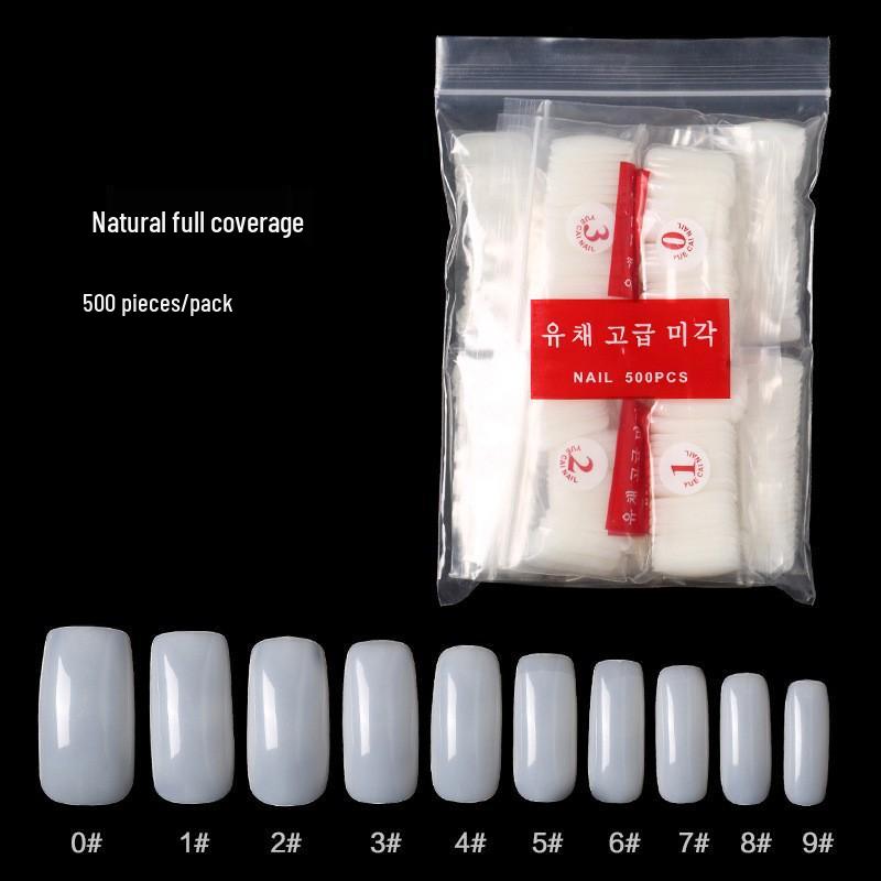 Nail Art Clear Full & Half Cover Tips, French Style, Korean Standard, 500 Pieces