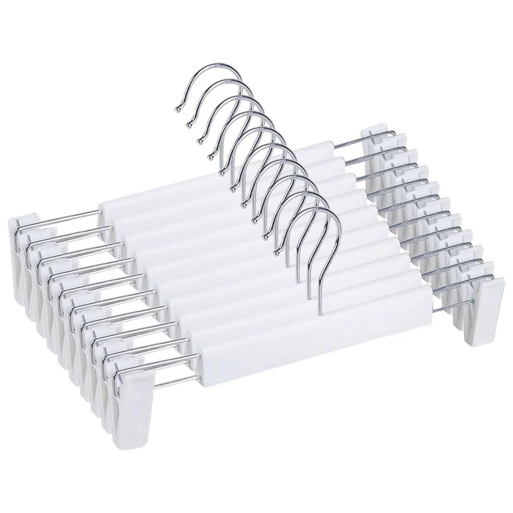 10PCS Metal Trouser Hanger with Adjustable Clip Shorts Hangers Non Slip Saving Space for Hanging Trousers/Socks/Skirts/Coats
