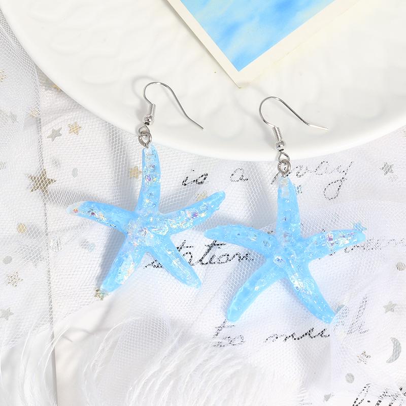Modische Bonbonfarbe Pailletten Seestern Ohrringe für Damen Mädchen Sommer Strand Bohemia Hängeohrringe Urlaubs Schmuck Geschenke