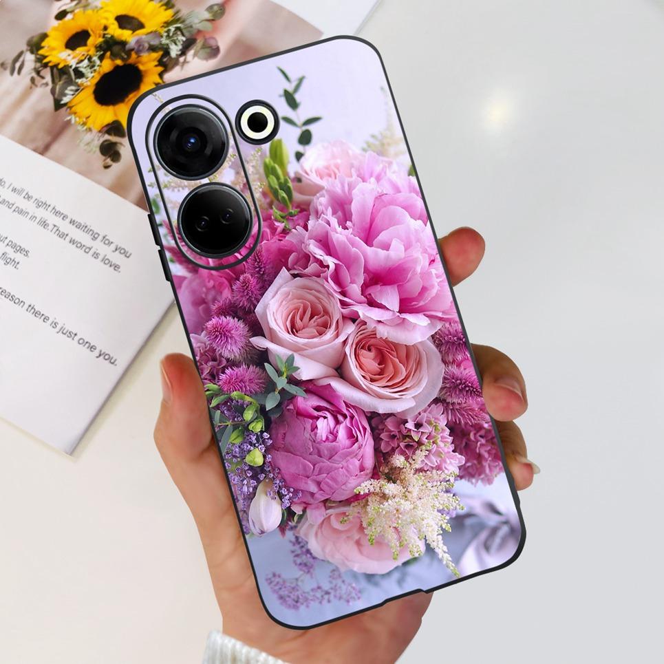 For Tecno Camon 20 Pro 4G 5G Case Cute Cat Cartoon Love Heart Liquid Silicone Shell For Tecno Camon 20 Premier Camon20 4G Funda