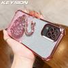 KEYSION Shockproof Plating Phone Case for Samsung A12 A22 4G Clear Soft TPU Glitter Jewelled Swan kickstand Back Cover for Galaxy M12