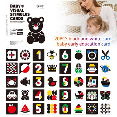 Yousheng 1 Box Baby Schwarz-Weiß-Karten Säuglinge Hoher Kontrast Lernkarte 0-3 Monate Neugeborene Visuelle Stimulation Gehirn Sensorische Entwicklung Papierkarten-Spielzeug