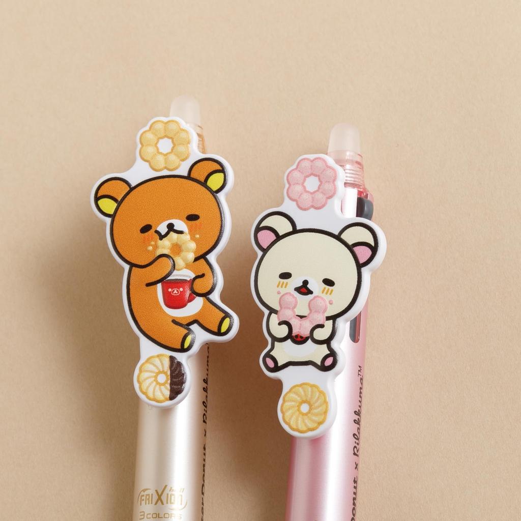 Rilakkuma X Mister Frixion Ball Slim 3C with Rilakkuma H145 X 13mm San-X "Rilakkuma Donut" Mascot, PR13801,