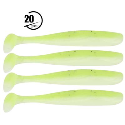 20PCS 7.5cm Soft Plastic Fishing Lures T Tail Grub Worm Baits Fish Tackle Accessory