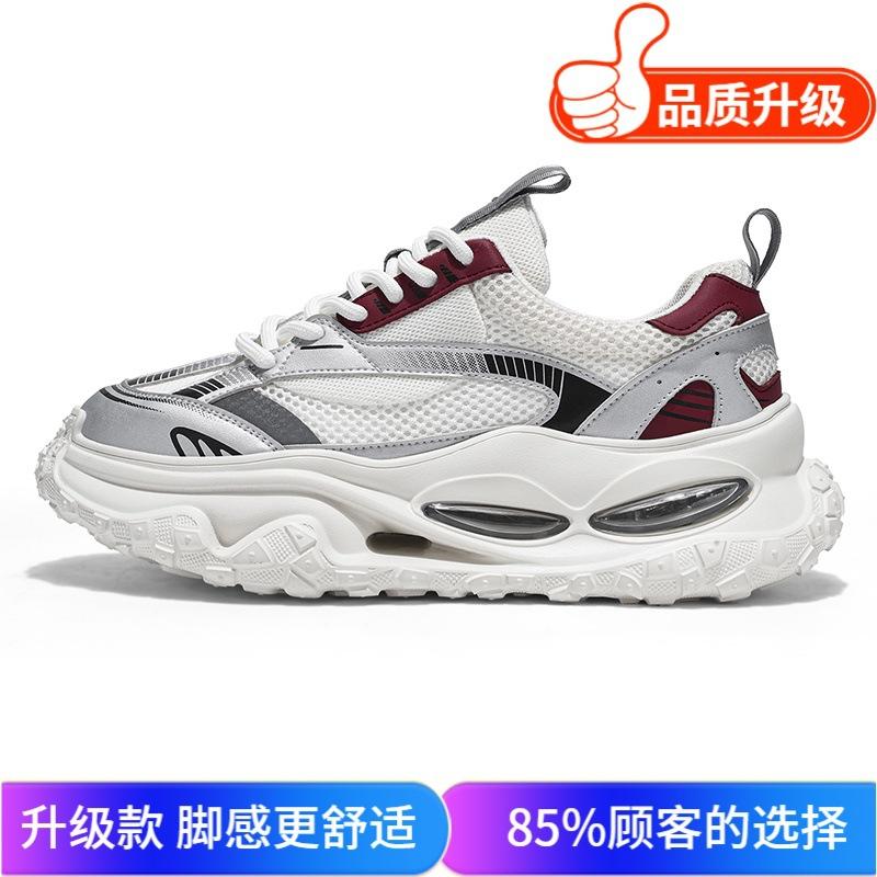 High-end men's shoes 2025 summer new platform heightening daddy shoes men's fashion mesh breathable sneakers