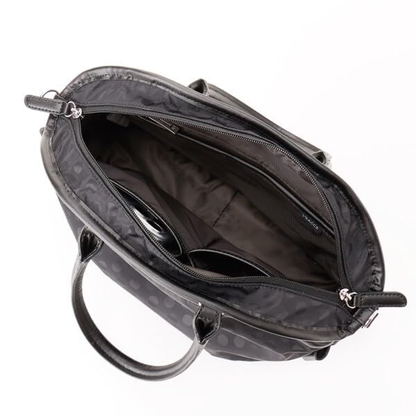 Tote Bag Polka Dots Piping Pocket 2WAY Mini Tote Black [Isaac] (10)