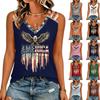 Womens Casual V Neck Sleeveless Tank Top Letter Print Summer Shirt Lightweight Loose Fit Soft Fabric