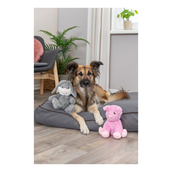 Animal en peluche recyclé - TRIXIE - Petit cochon Edison - 24 cm - Rose - Avec son - Polyester - Moderne - Intérieur