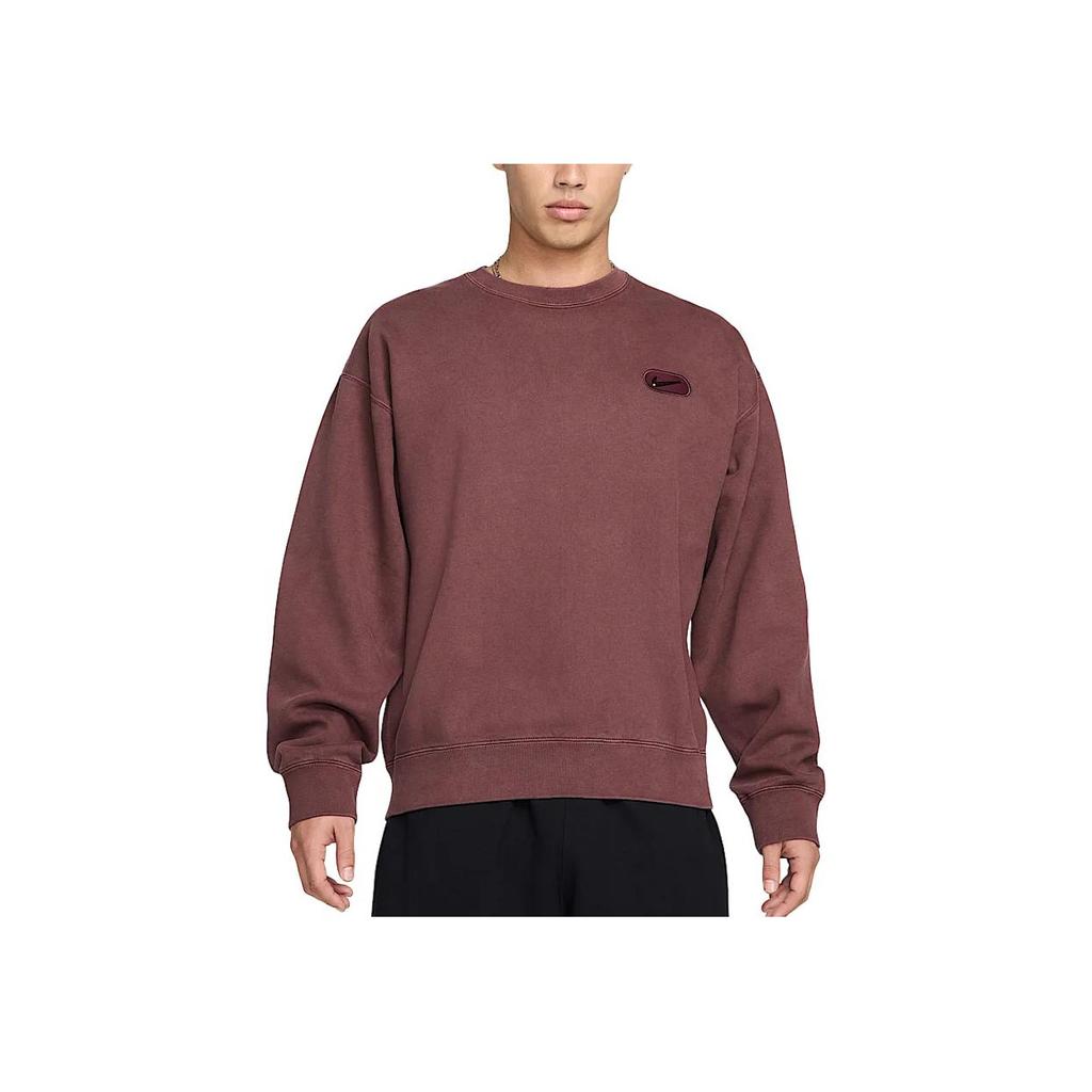 Nike Solo Swoosh Fleece Crewneck Loose Sweatshirt Men Sweatshirt Bright-Burgundy HJ2236-652