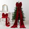 Fluffy velvet Christmas bows for background party room wall decorations Giant Christmas bows for Christmas tree decorations