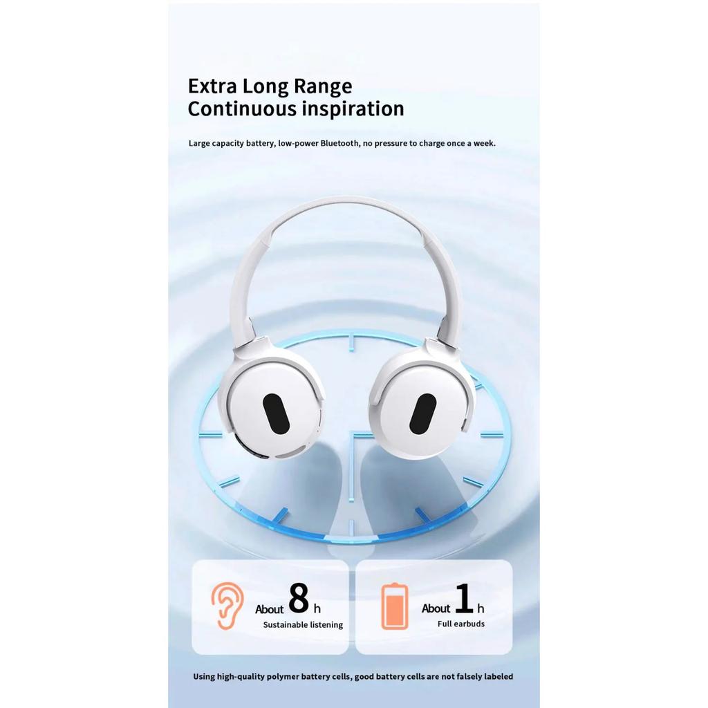 Wireless Headphones Foldable Bluetooth Sports Earphones Hifi Stereo Noise Reduction Headphones with Mic Over Ear Gamer Headsets