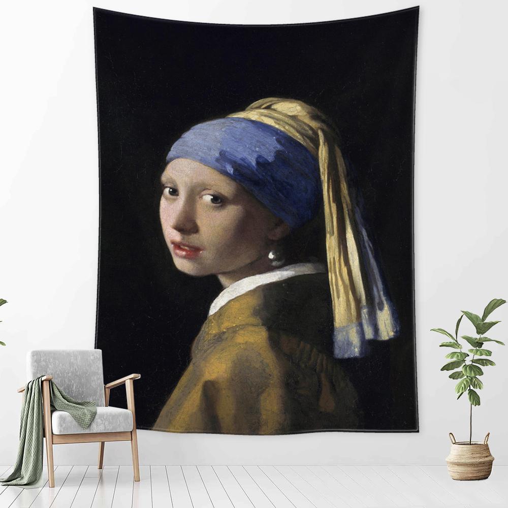 Mona Lisa Graffiti Goblen Duvar Askısı Bohem Plaj Matı Polyester Battaniye Yatak Odası Sanatçı Ev Dekoru