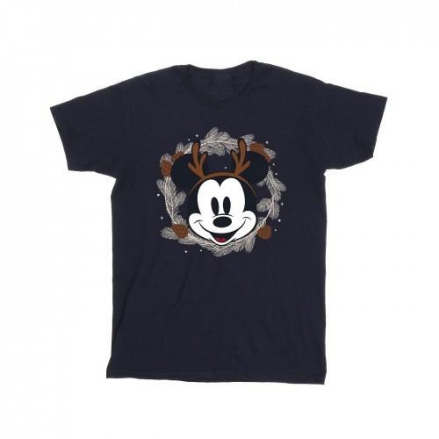 Disney Men s Mickey Mouse Reindeer Wreath Cotton T-Shirt XXXXL