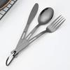 Black/Silver Camping Cutlery Set Stainless Steel Spoon Fork Set Flatware Set  Outdoor