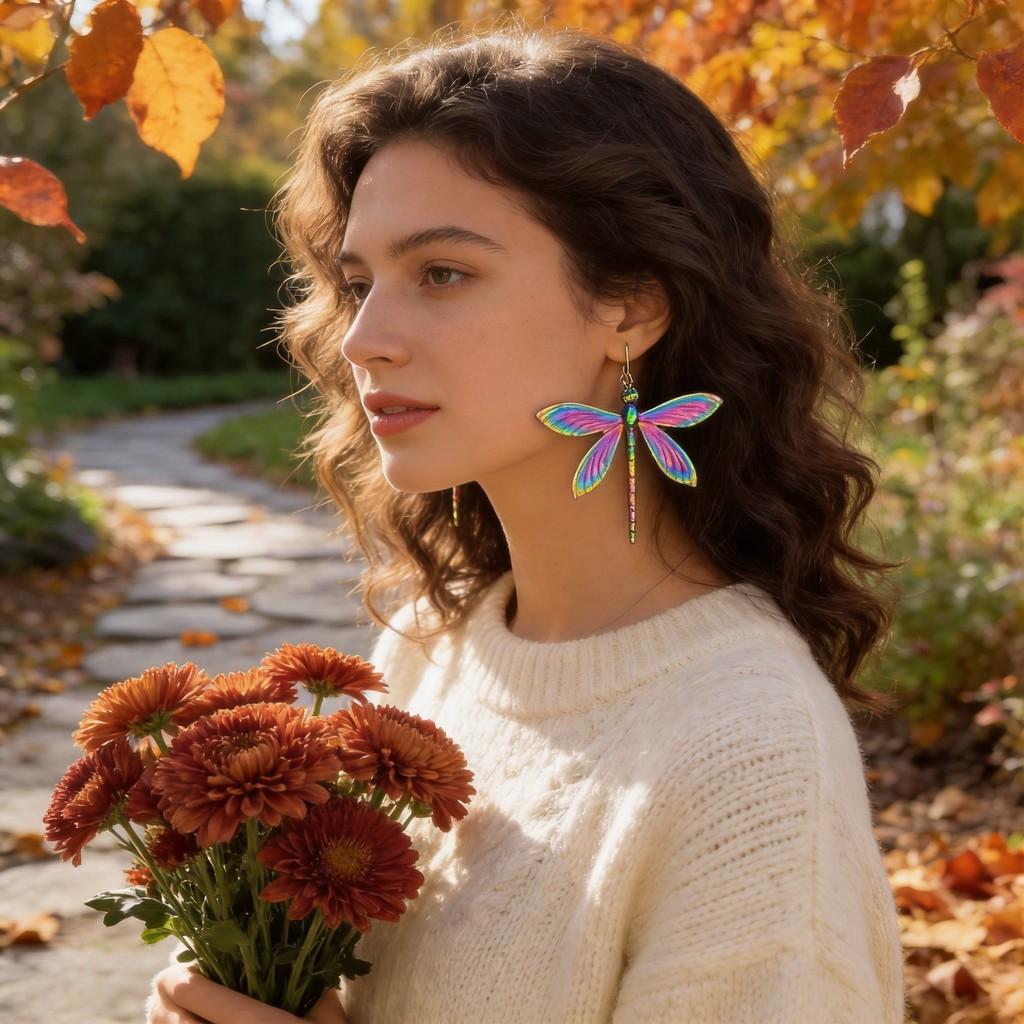 Unique Alloy Water Drop Earrings With Dragonfly Design For Gift Giving