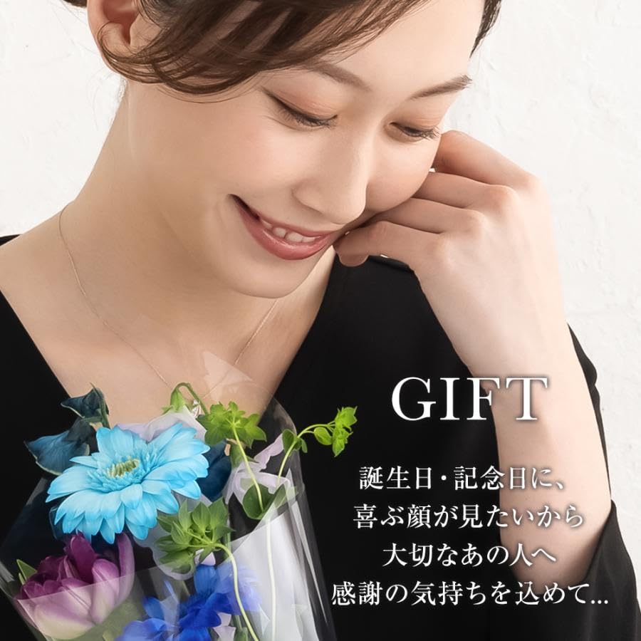 PLUSTER Diamond Platinum Drop Necklace Natural with PT900 40cm Box Perfect Birthday Day Gift Women's (0.08ct Diamond) Chain, [Gift Set], Gift,