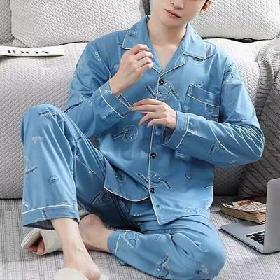 Pijama de Algodón para Hombre Cómodo Manga Larga Talla Grande Traje para Estar en Casa Adolescentes Ocio Exterior Se Puede Usar Fuera
