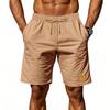 Men's Lightweight Linen Breathable Solid-Color Beach Sports Casual Loose-Fit Shorts
