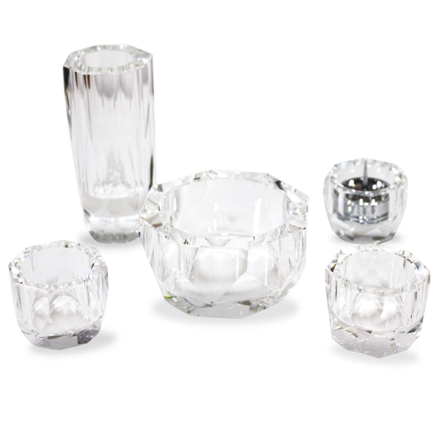 

Memorial Kobo Hibiki Modern Buddhist Altar Set, 5-Piece Set with Non-Tarnishing Crystal, Incense Burner, Flower Vase, Candle Holder, Water Pot, and