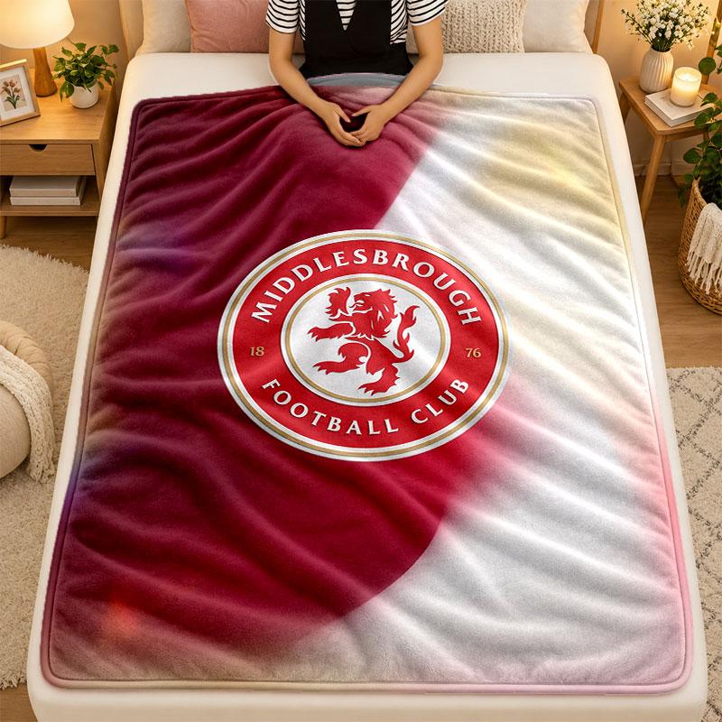 Flannel BlanketMiddlesbrough FC Warm Soft Throw Blanket for Indoor Sofa Bed Living Room Use