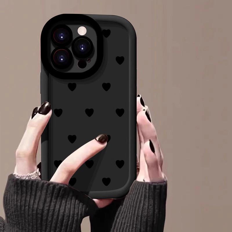Soft Silicone Phone Case With Full-Screen Heart IPhone 14 Pro Max 15 13 16 Plus - Cute Kawaii Style Protective Cover