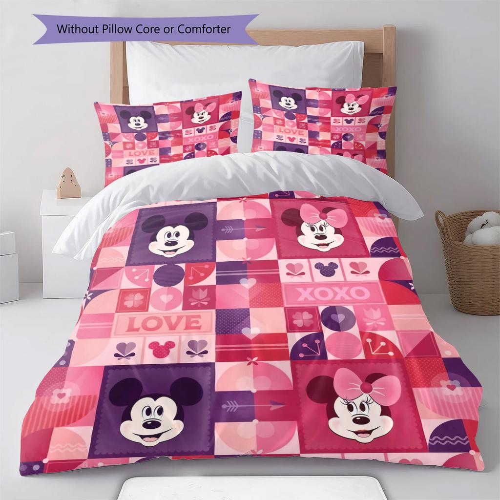 Vintage-style Distressed Mickey Mouse Emoji Print Bedding Set, A Warm and Comfortable Choice for Decorating A Child's Bedroom.