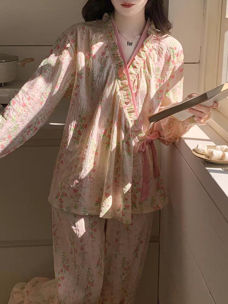 Damen Sweet & Comfortable Baumwoll-Pyjama-Set zum Binden, Frühjahr 2026