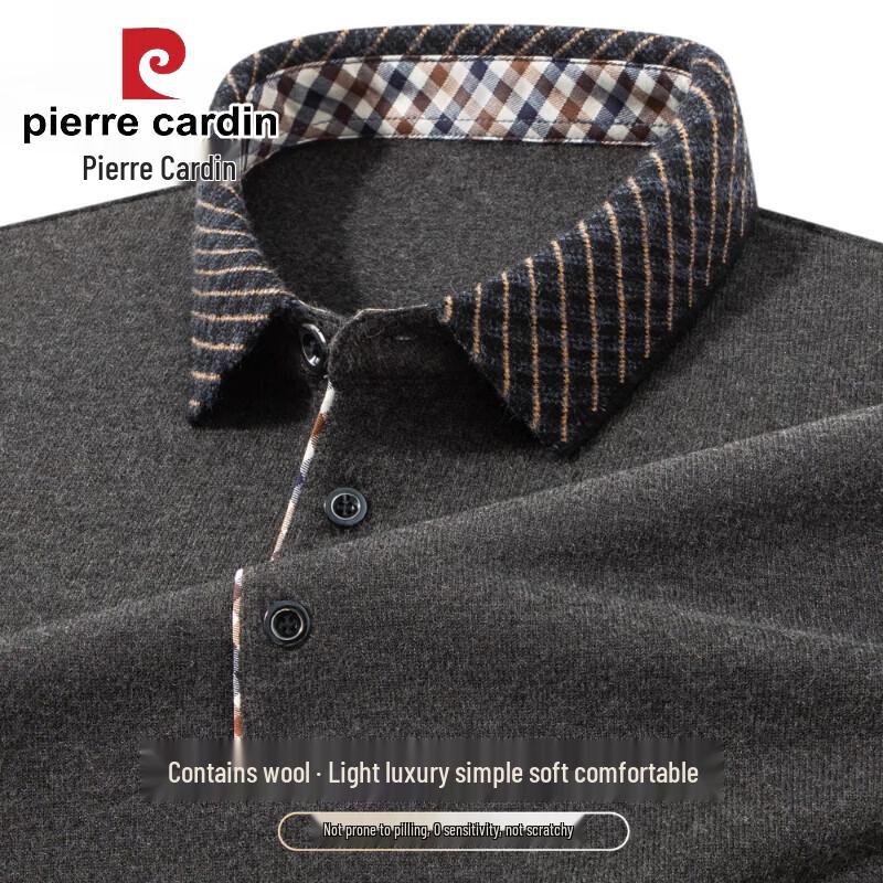 Pierre Cardin Men s Lapel Knit Wool Blend Sweater 4XL
