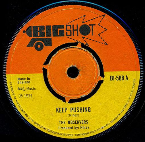 

7inch Record OBSERVERS Keep Pushing BI588 BIG SHOT 1971 UK Reggae Ska Dub Used