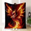 "Phoenix Rising: Fiery Fantasy Art Print - Mythical Bird Decor"Blanket Flannel Throw Blanket for Sofa, Bed, Travel, Camping, Office, Couch,