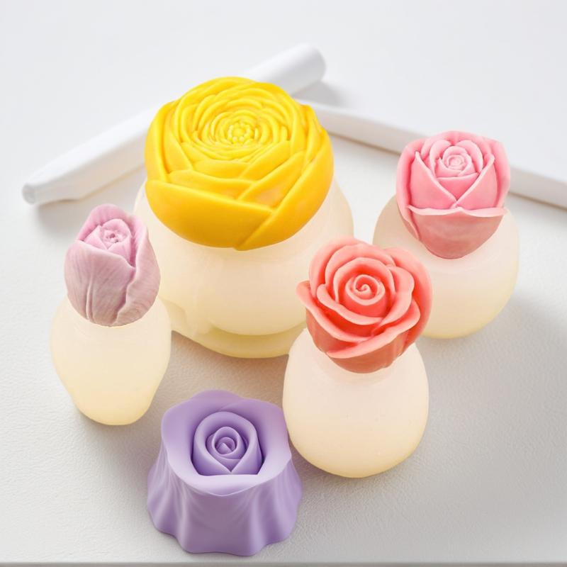 1 Stück Handgefertigte Duftkerze Gips Harz Formen DIY Blumen Tulpe Rose Silikonform Kekse Schokolade Süßigkeiten Backwerkzeug